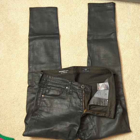 Waxed Dark Green AG Skinny Jeans - Picture 2 of 4